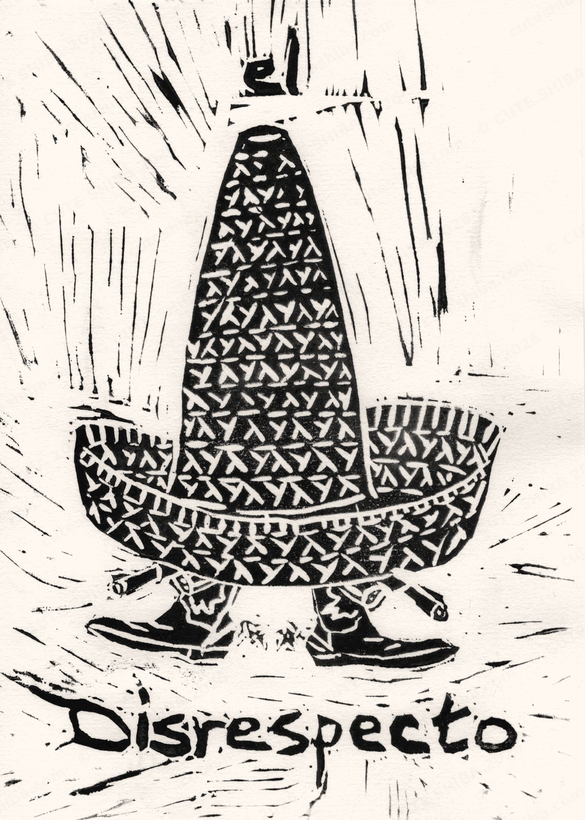 El Disrespecto sombrero lino print by Cute Shiba